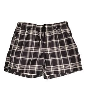 OP Ocean Pacific Black White Plaid Swim Trunks Mens Medium Shorts